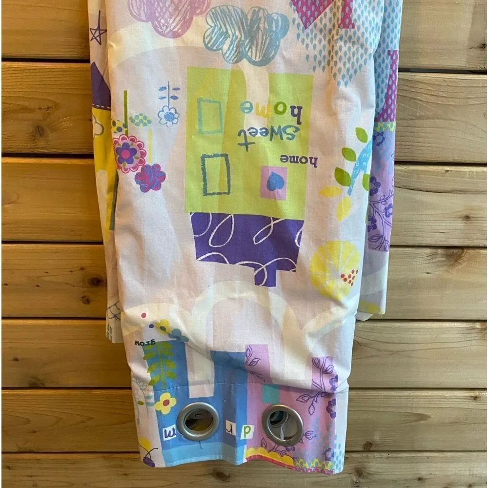 Simple Adorable Girls Pastel Home Sweet Home House design Curtain Set